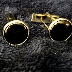 Gold and Black Tuxedo Cufflinks-Vintage